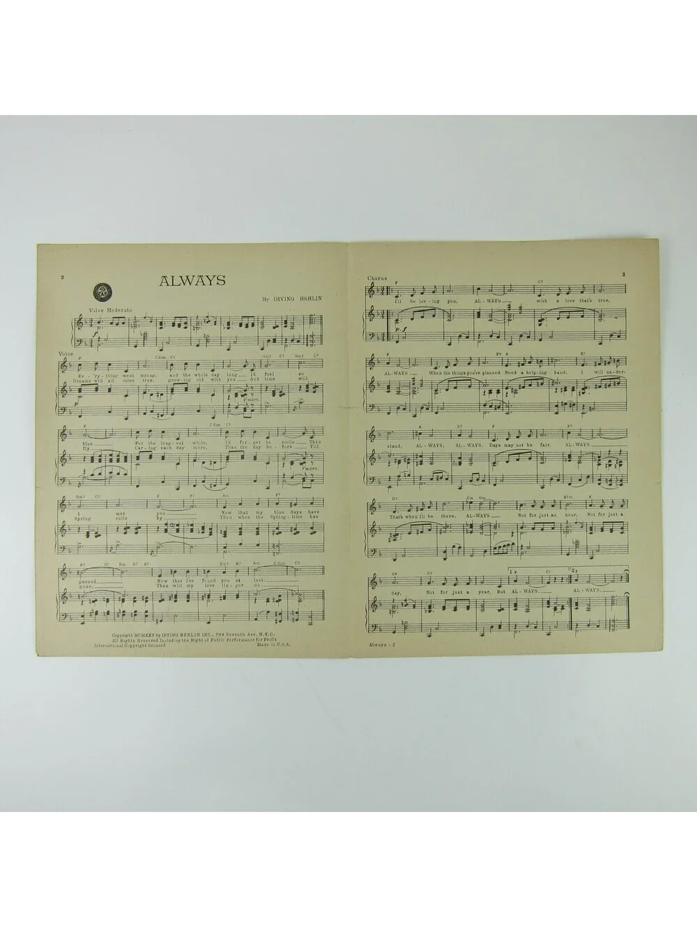 Sheet Music Always Christmas Holiday Deanna Durbin Irving Berlin Vintage 1925